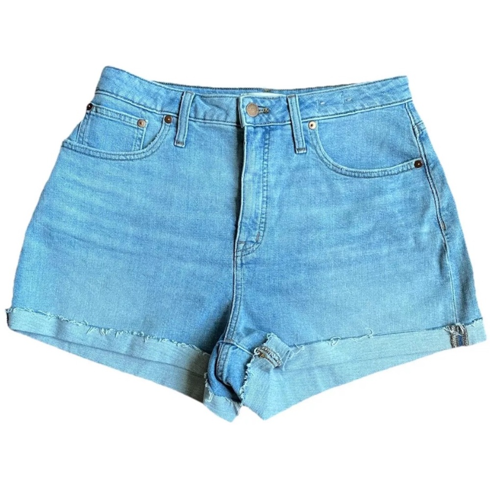 Madewell Curvy High Rise Denim Frayed Hem Stretch Shorts 28 NWOT